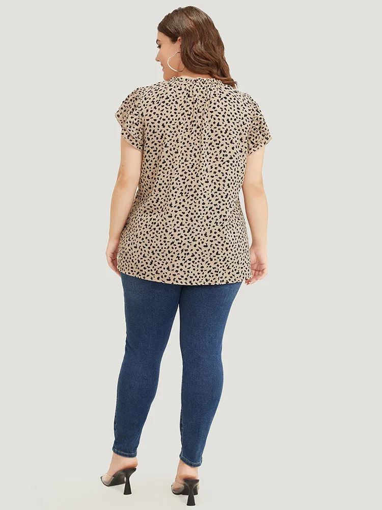 Allover Print Mock Neck Ruffle Layered Sleeve Blouse sold by Bloomchic product image thumbnail 5