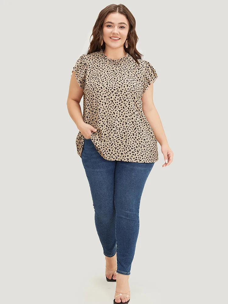 Allover Print Mock Neck Ruffle Layered Sleeve Blouse sold by Bloomchic product image thumbnail 4