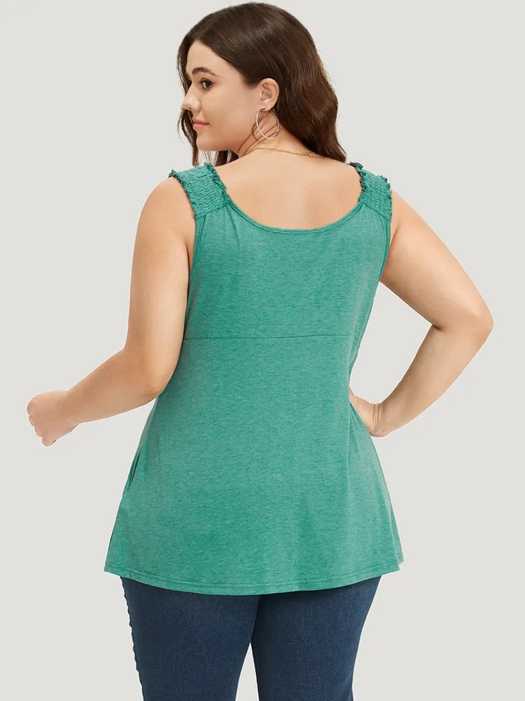 Plain V Neck Ruched Shirred Tank Top sold by Bloomchic product image thumbnail 2