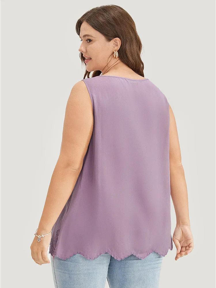 Plain Embroidered Scalloped Trim Tank Top sold by Bloomchic product image thumbnail 3