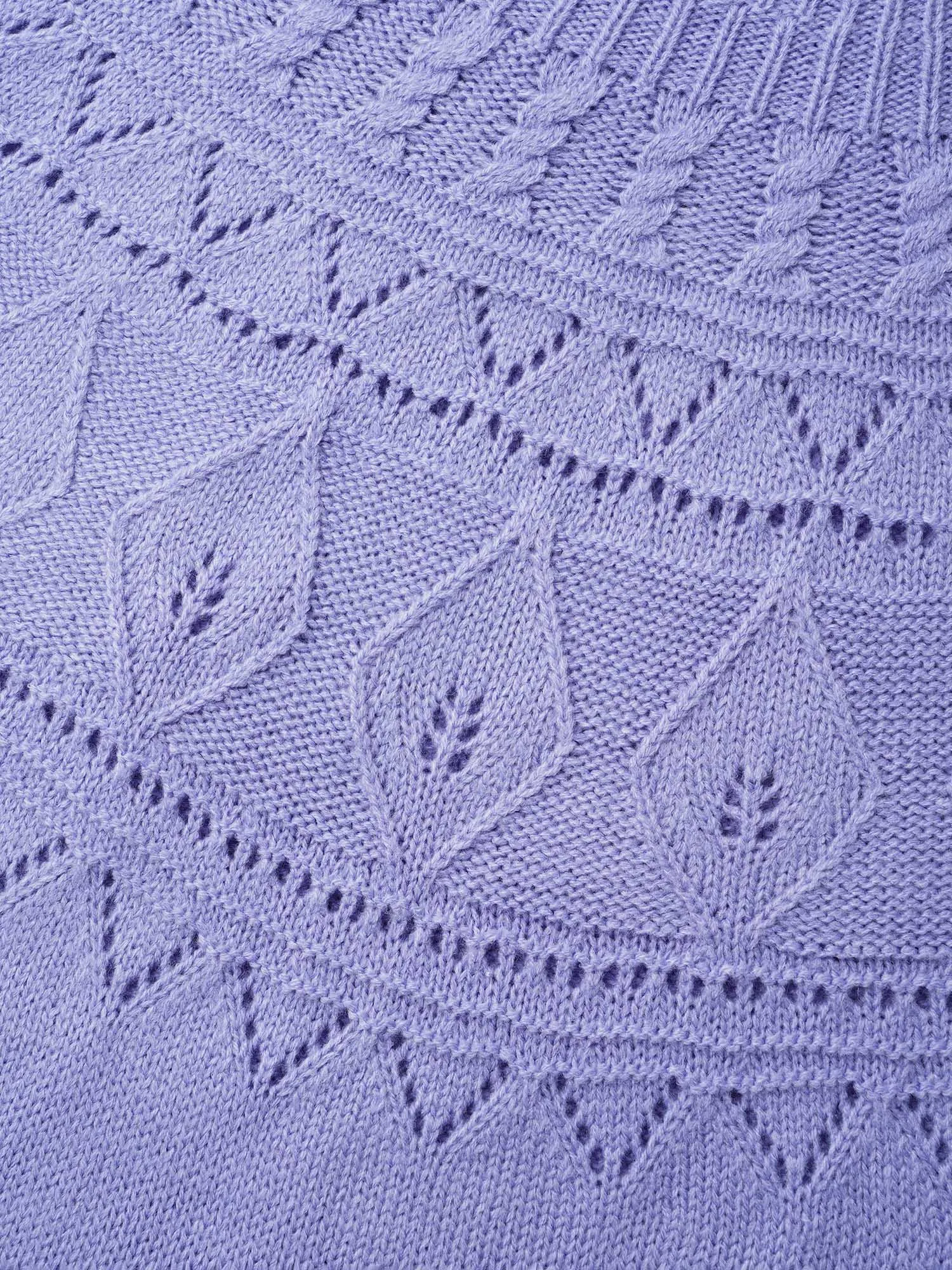 Eyelet Trim Cable Knit Round Neck Pullover sold by Bloomchic product image thumbnail 5