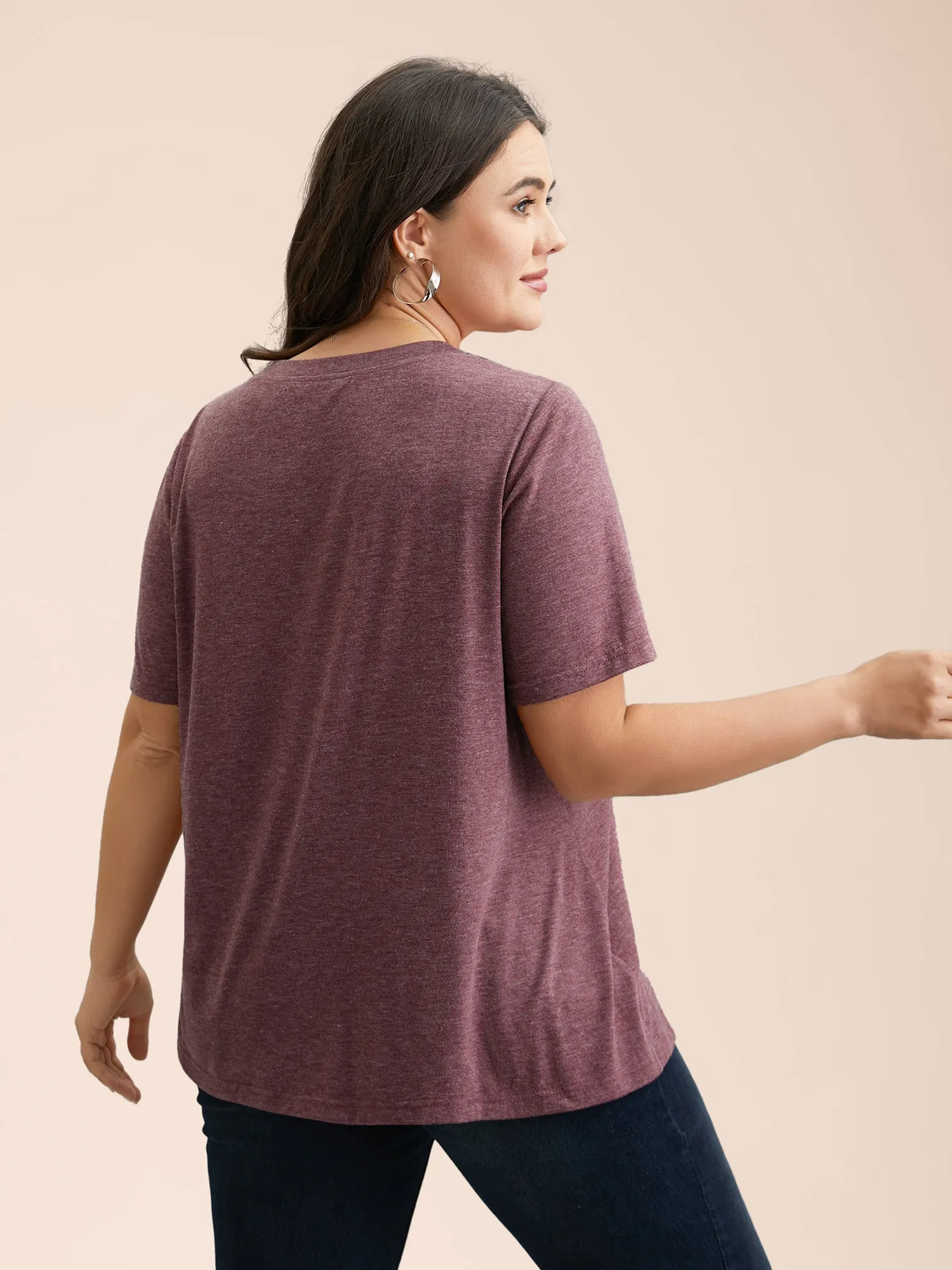 Nope Not Today Print Rhinestone Round Neck T-Shirt sold by Bloomchic product image thumbnail 5