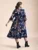 Chiffon Tropical Print Surplice Neck Midi Dress sold by Bloomchic