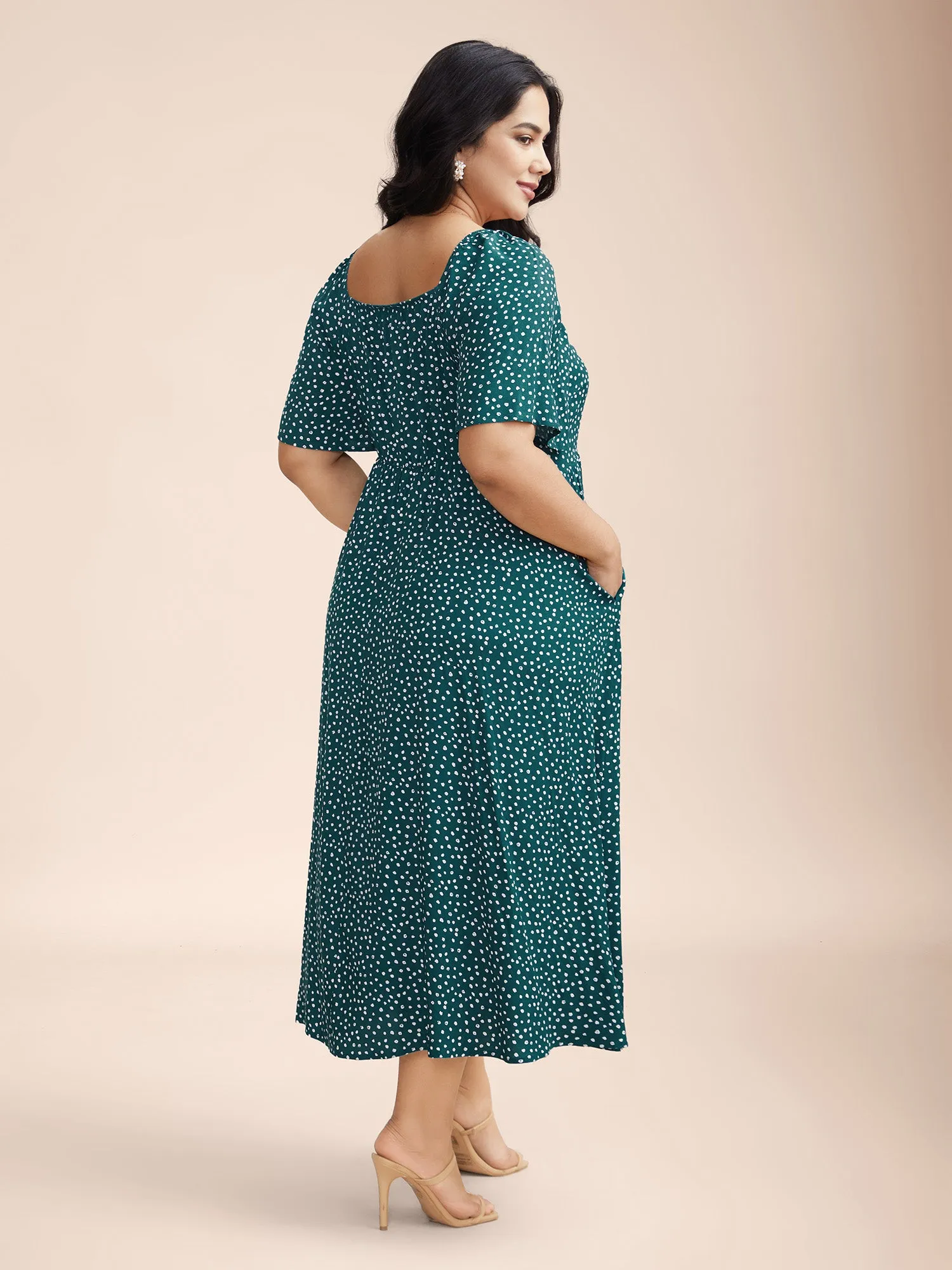 Rayon Polka Dot Neck-Tie Midi Dress sold by Bloomchic product image thumbnail 5