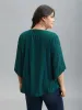 Solid Textured Curved Hem Gathered Blouse sold by Bloomchic