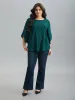 Solid Textured Curved Hem Gathered Blouse sold by Bloomchic