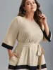 Color-Block Belted Pockets Midi Dress sold by Bloomchic