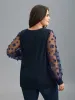 Sheer Sleeve Textured Patchwork Round Neck T-Shirt sold by Bloomchic