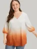 Ombre Printed Lantern Sleeve Blouse sold by Bloomchic