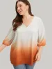 Ombre Printed Lantern Sleeve Blouse sold by Bloomchic