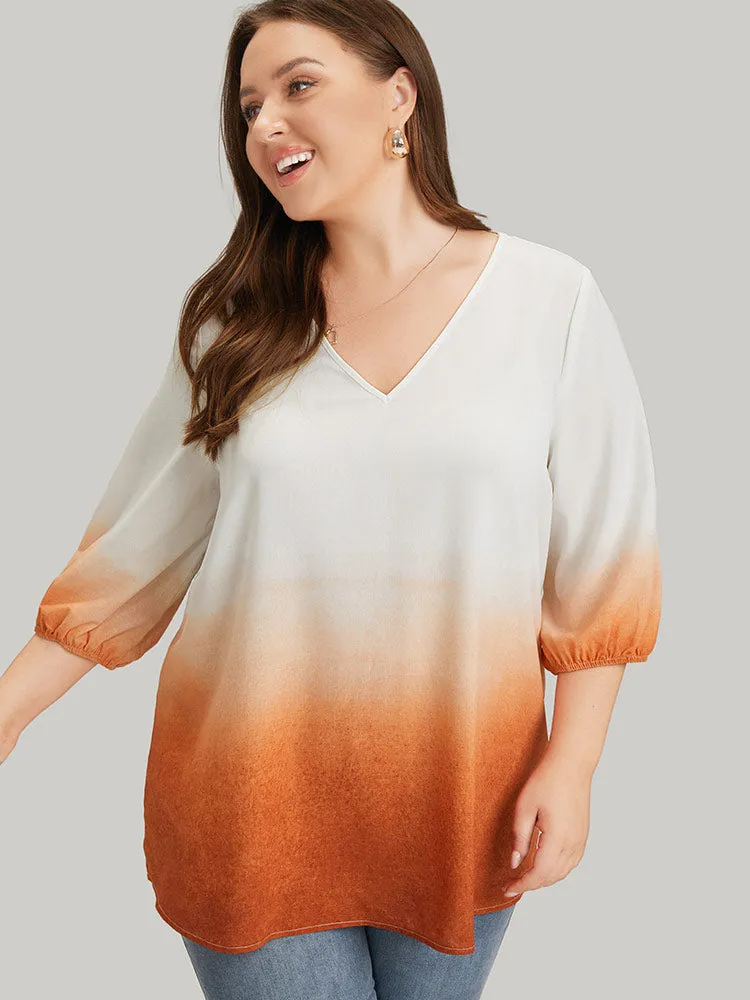 Ombre Printed Lantern Sleeve Blouse sold by Bloomchic product image thumbnail 4