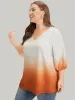 Ombre Printed Lantern Sleeve Blouse sold by Bloomchic