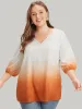 Ombre Printed Lantern Sleeve Blouse sold by Bloomchic