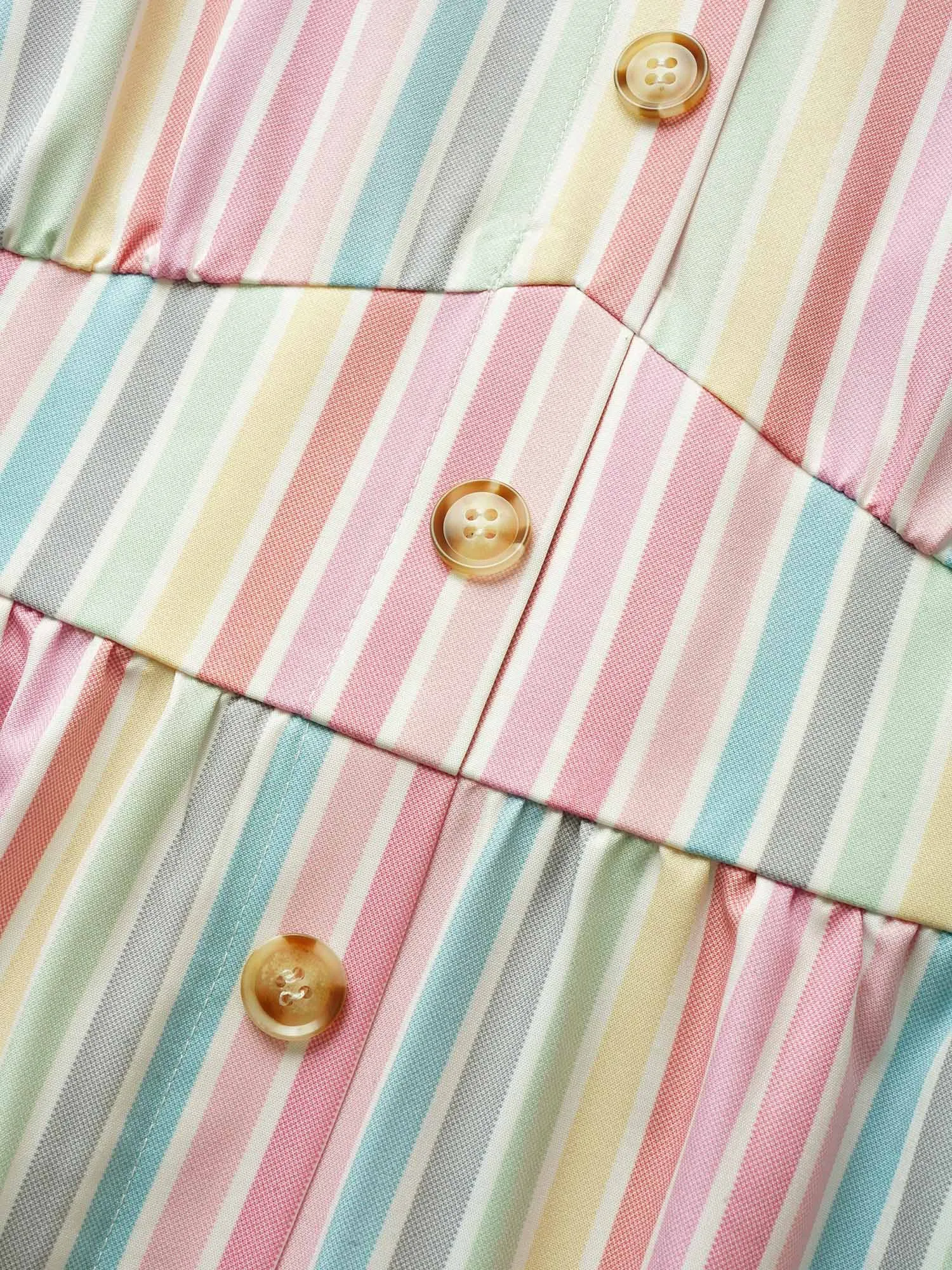 Colored Striped Button Detail Ruffles Dress sold by Bloomchic product image thumbnail 5