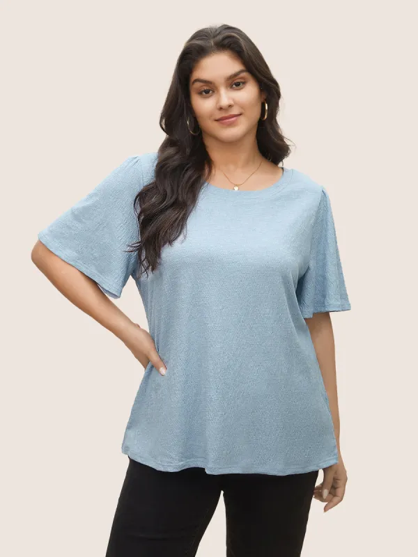 Solid Textured Flutter Sleeve T-shirt sold by Bloomchic