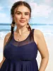 Solid Mesh Patchwork Laser Cut Swim Dress sold by Bloomchic
