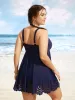 Solid Mesh Patchwork Laser Cut Swim Dress sold by Bloomchic