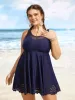 Solid Mesh Patchwork Laser Cut Swim Dress sold by Bloomchic