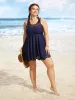 Solid Mesh Patchwork Laser Cut Swim Dress sold by Bloomchic