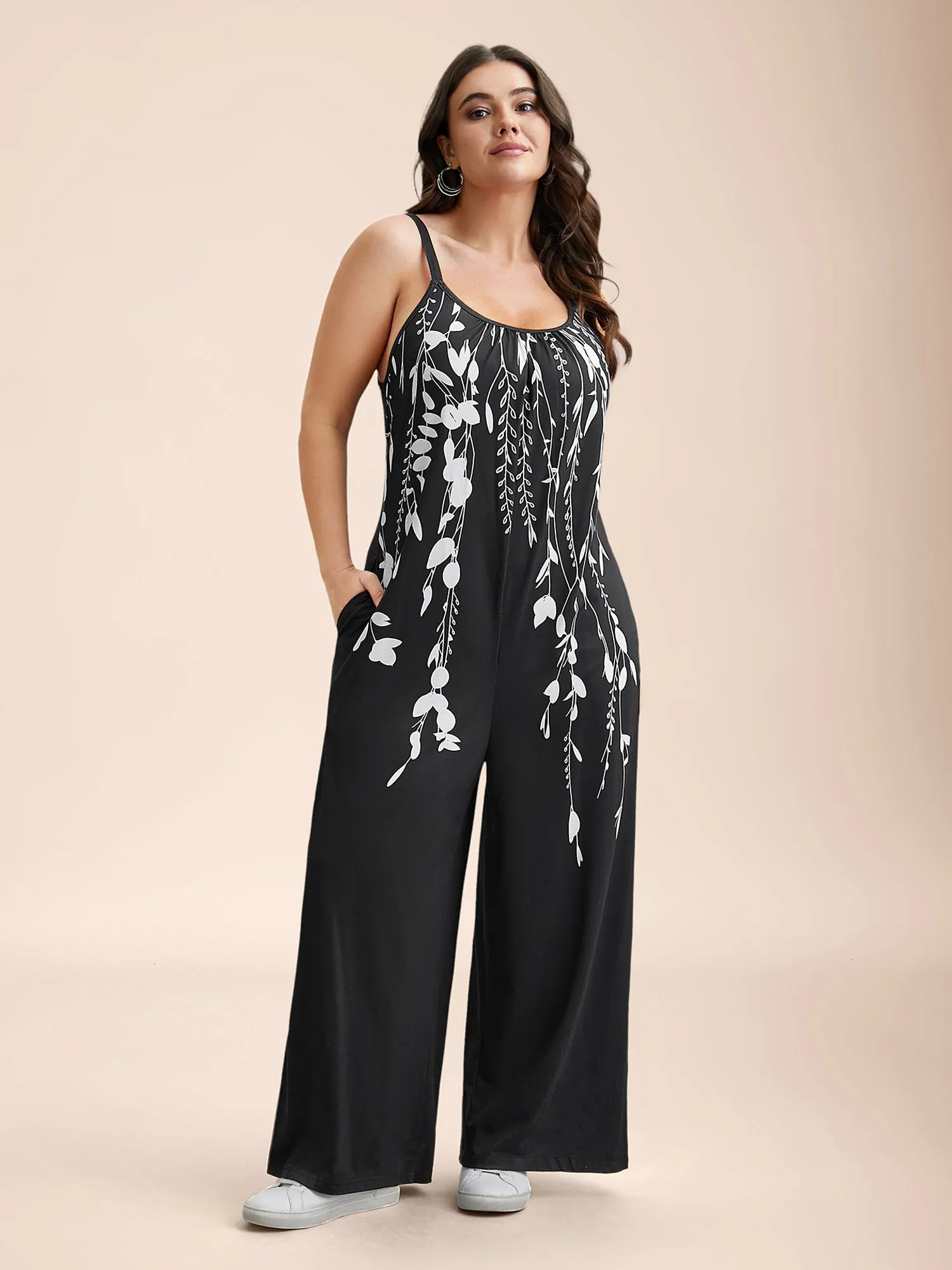Floral Print Cami Pockets Straight-Leg Jumpsuit sold by Bloomchic