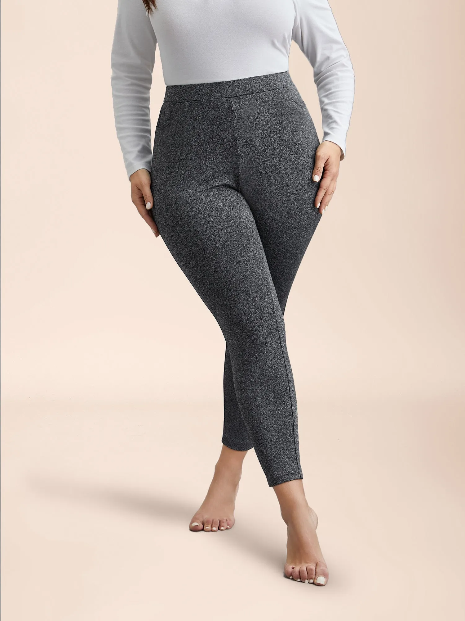 Heather High Stretchy Skinny Fit Leggings sold by Bloomchic product image thumbnail 5