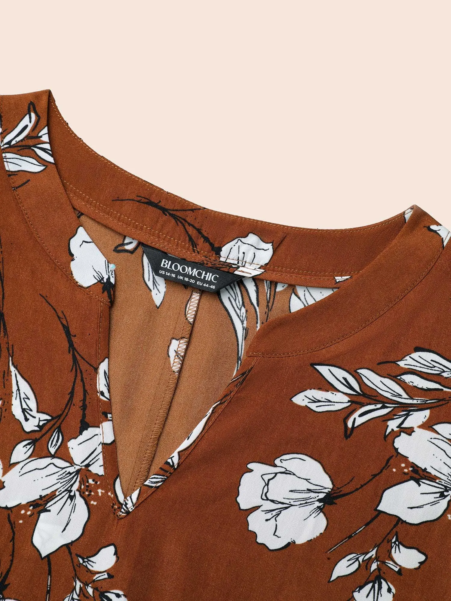 Floral Print Notched Collar Hi-Low Hem Blouse sold by Bloomchic product image thumbnail 5