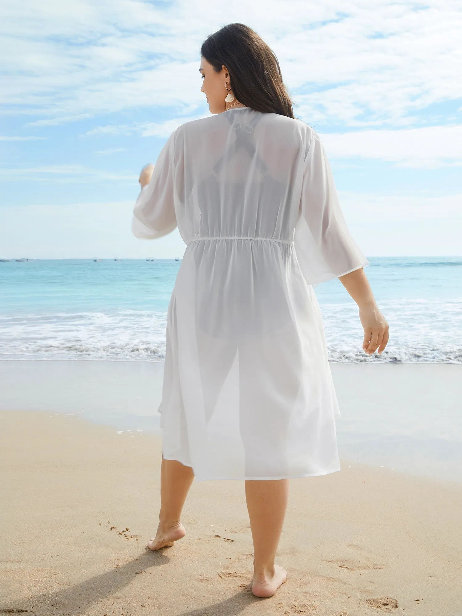 Lace Patchwork Sheer Open-Front Kimono sold by Bloomchic product image thumbnail 4