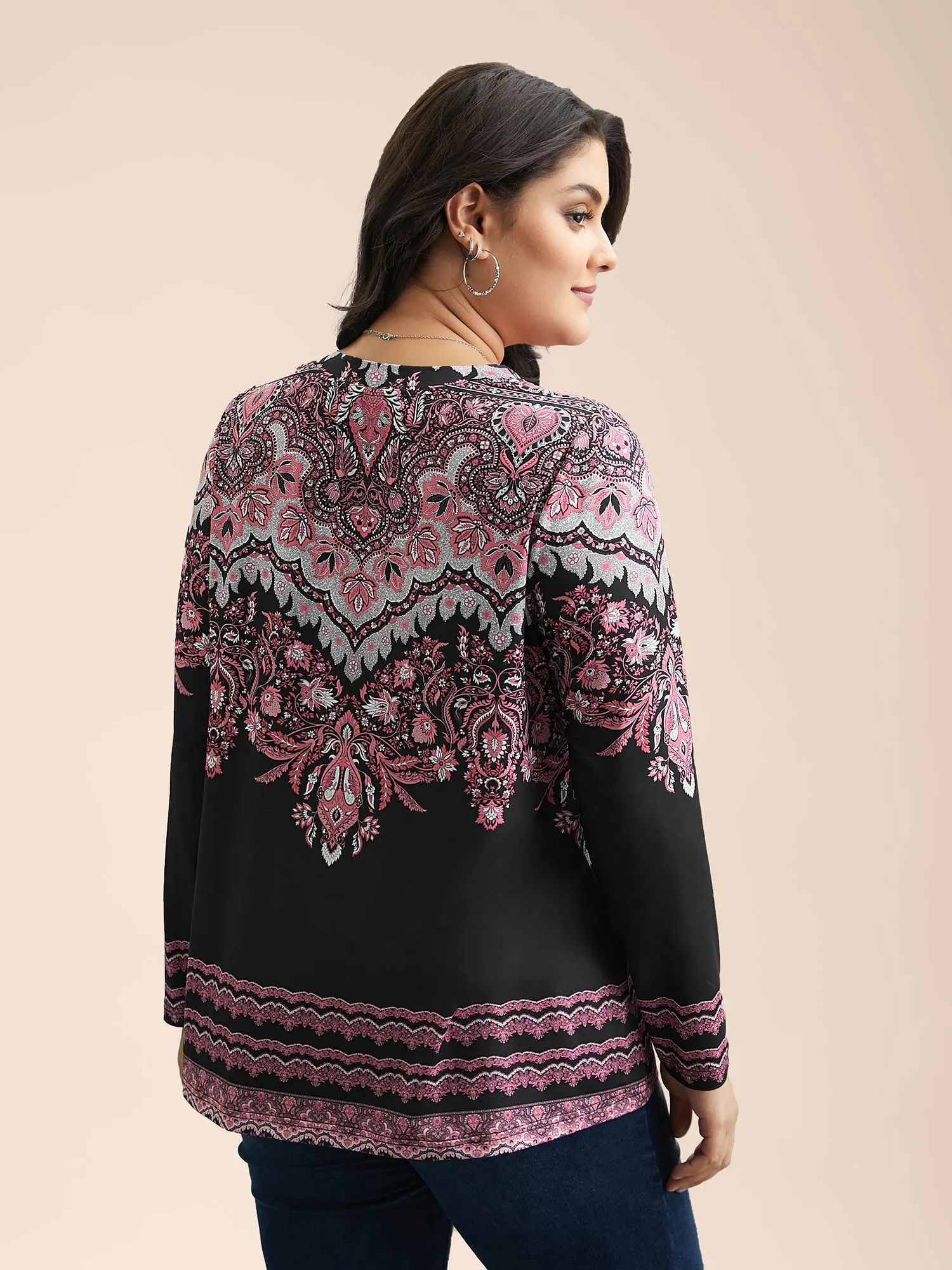 Stretchy Boho Print Full Sleeve T-Shirt sold by Bloomchic product image thumbnail 3