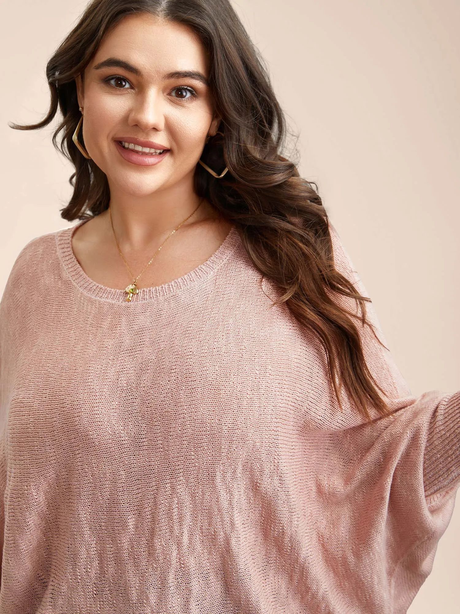 Heather Textured Dolman Sleeve Ribbed Pullover sold by Bloomchic product image thumbnail 5