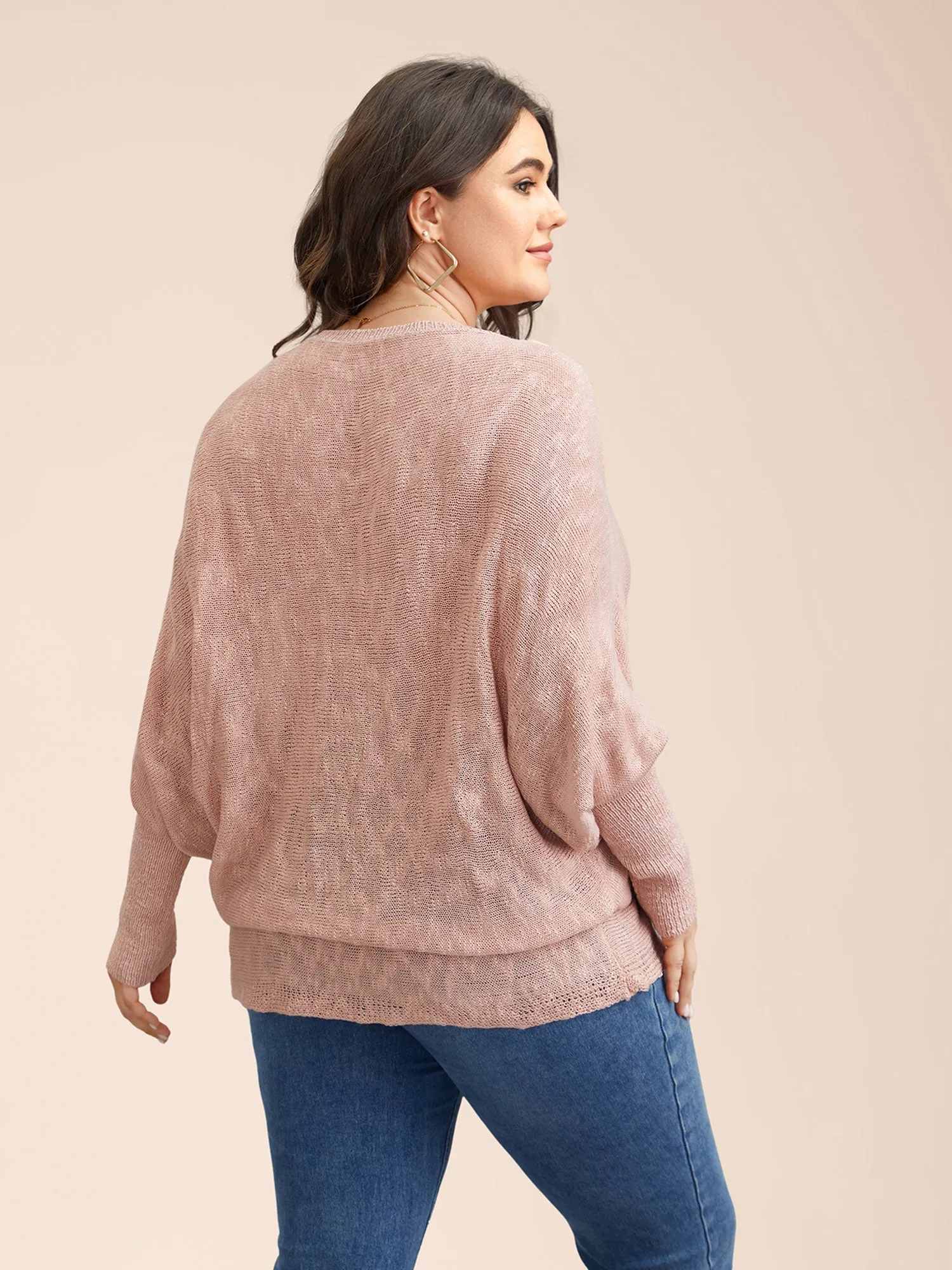 Heather Textured Dolman Sleeve Ribbed Pullover sold by Bloomchic product image thumbnail 2