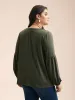 Printed Notched Collar Gathered Top sold by Bloomchic