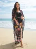 Boho Print Split Open-Front Tassels Kimono sold by Bloomchic