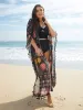 Boho Print Split Open-Front Tassels Kimono sold by Bloomchic