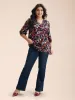 Floral Print Ruffled Button Placket Shirt sold by Bloomchic