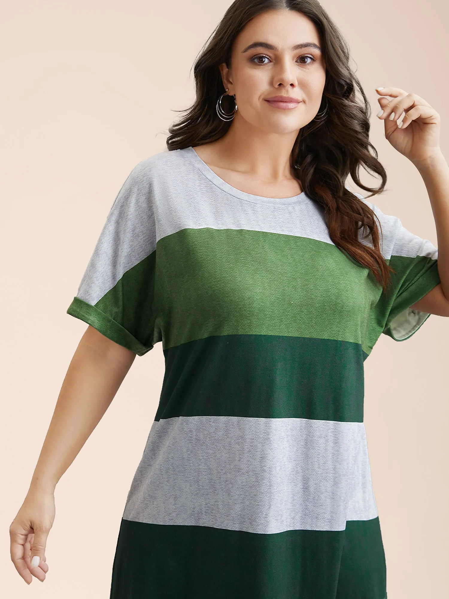 Striped Dolman Sleeve Contrast Knit Dress sold by Bloomchic product image thumbnail 3