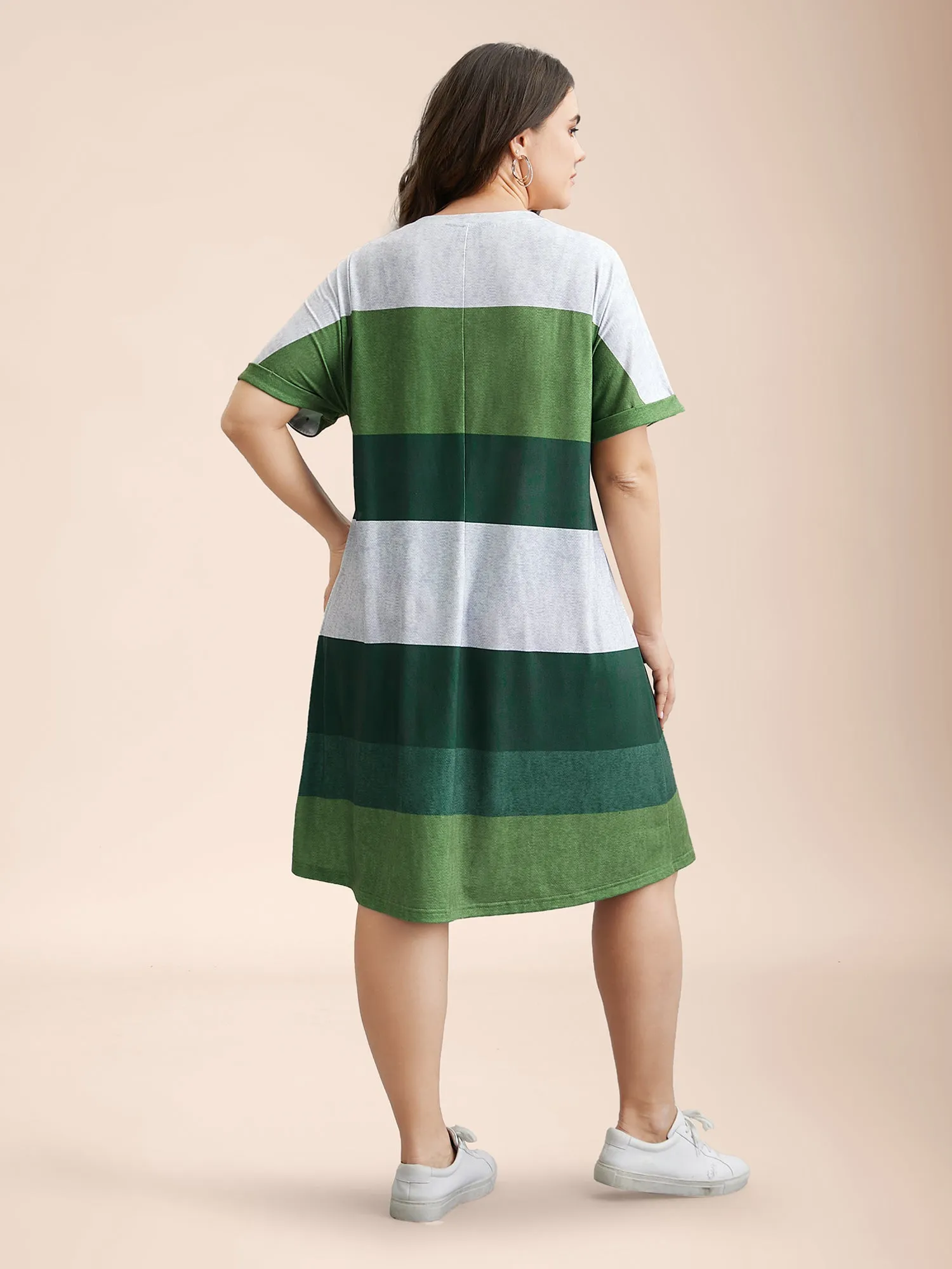 Striped Dolman Sleeve Contrast Knit Dress sold by Bloomchic product image thumbnail 5