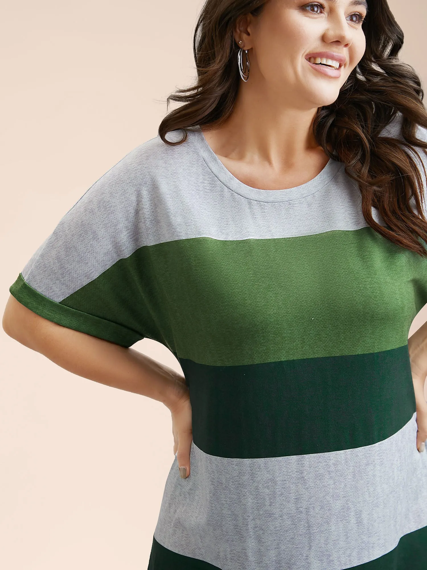 Striped Dolman Sleeve Contrast Knit Dress sold by Bloomchic product image thumbnail 4