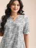 Geometric Print Puff Sleeve Blouse sold by Bloomchic