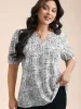 Geometric Print Puff Sleeve Blouse sold by Bloomchic