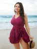 Ruched Side-Tie Adjustable Swim Dress sold by Bloomchic