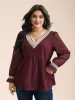 Contrast Webbing Cut-Out Stretchy-Waist Blouse sold by Bloomchic