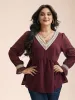 Contrast Webbing Cut-Out Stretchy-Waist Blouse sold by Bloomchic