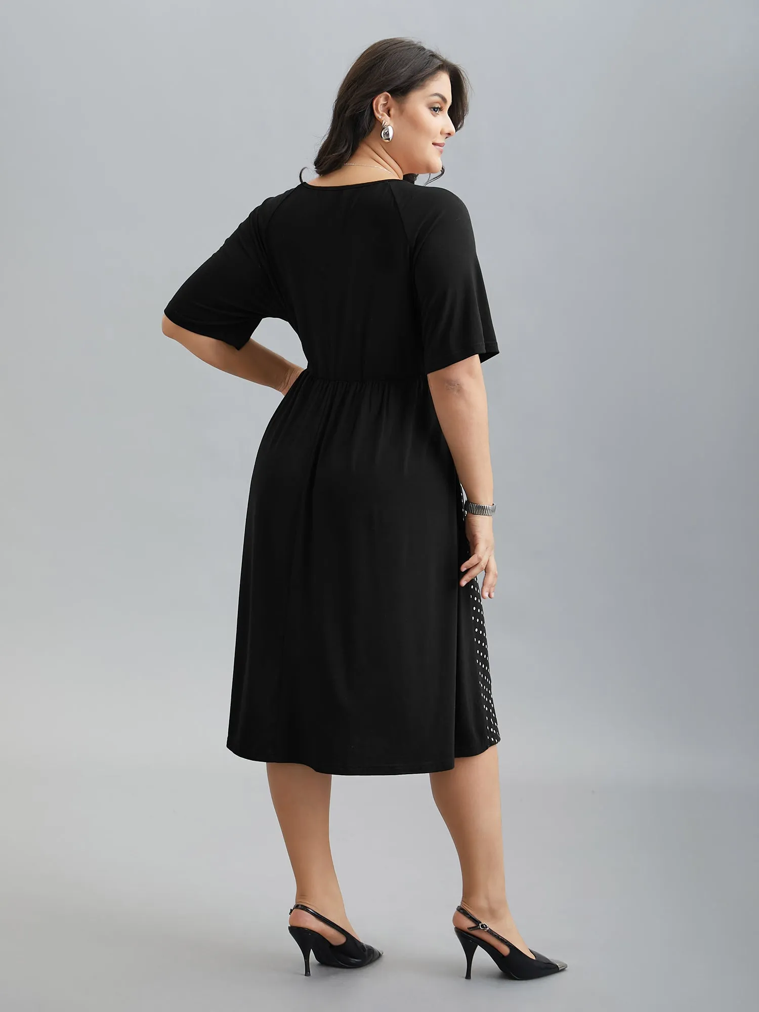 Supersoft Polka Dot Waist-Cinched Midi Dress sold by Bloomchic product image thumbnail 5