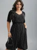 Supersoft Polka Dot Waist-Cinched Midi Dress sold by Bloomchic