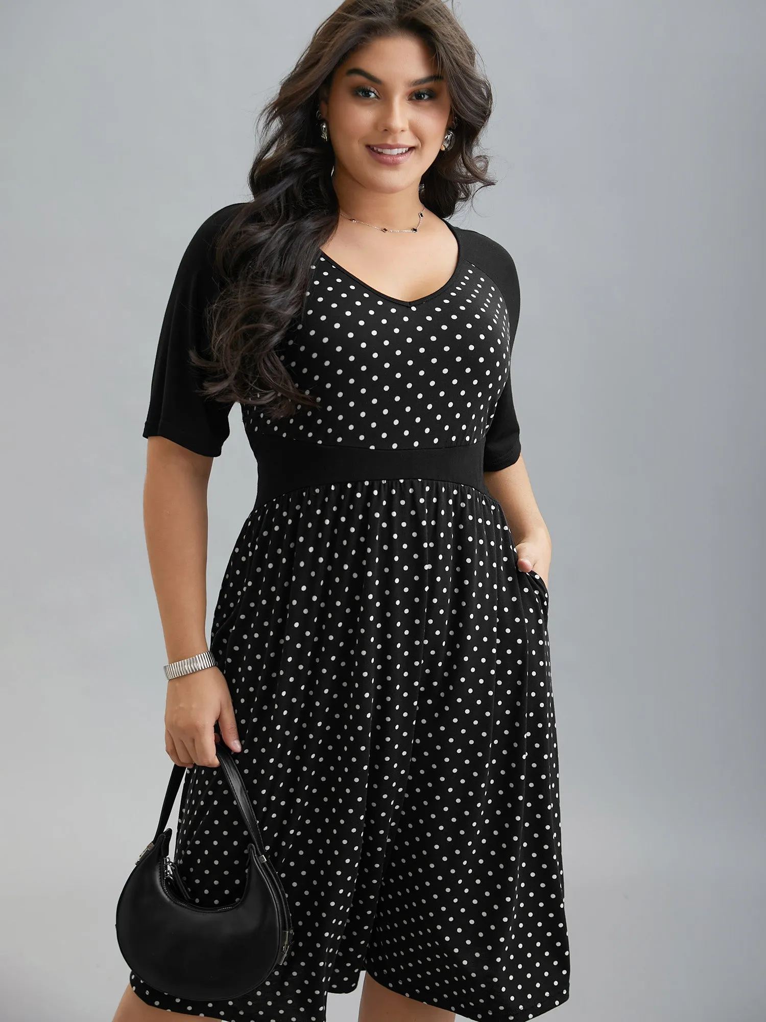 Supersoft Polka Dot Waist-Cinched Midi Dress sold by Bloomchic product image thumbnail 4