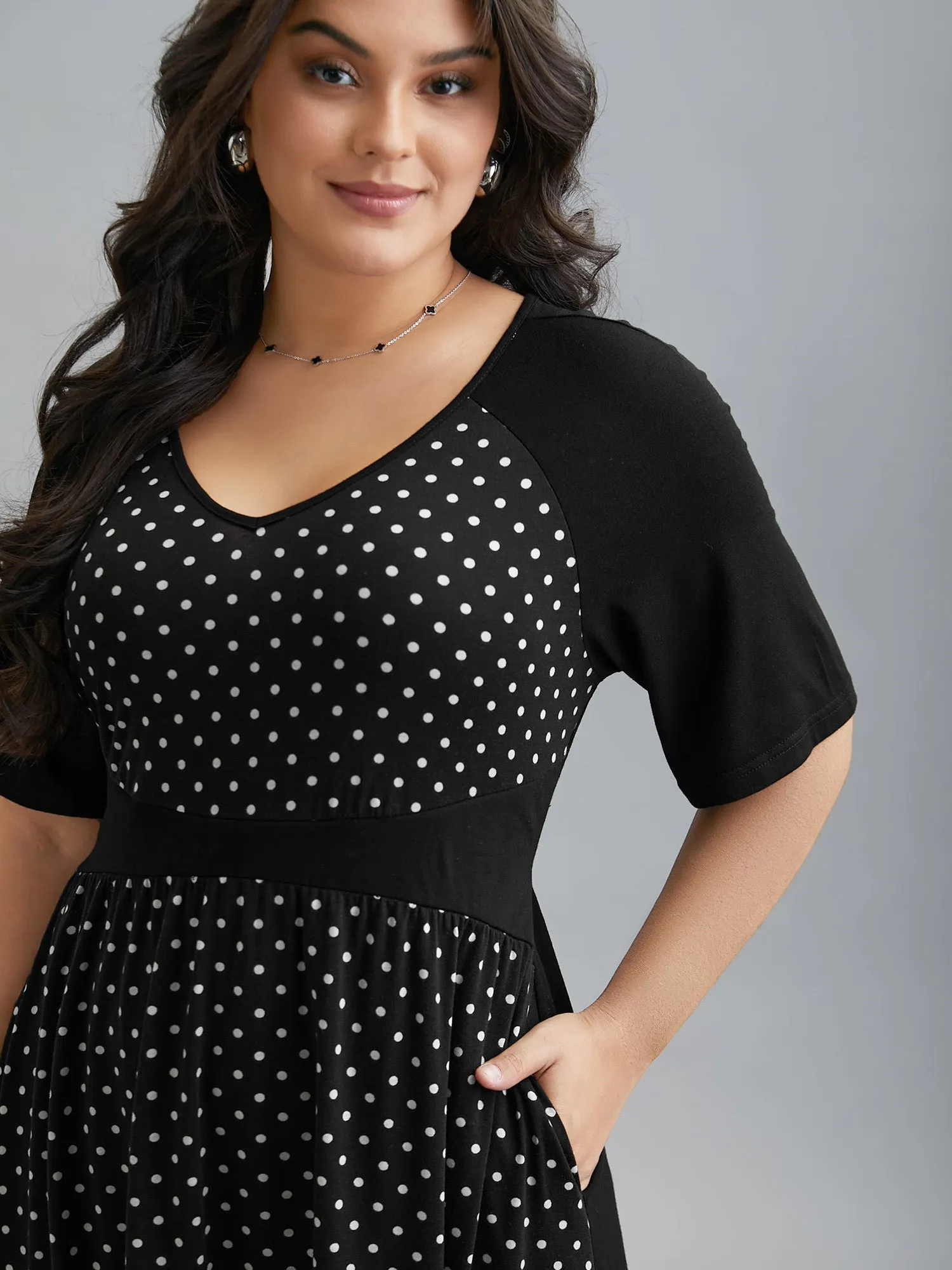 Supersoft Polka Dot Waist-Cinched Midi Dress sold by Bloomchic product image thumbnail 3