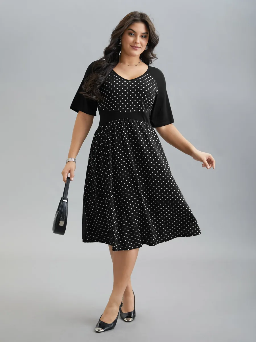 Supersoft Polka Dot Waist-Cinched Midi Dress sold by Bloomchic