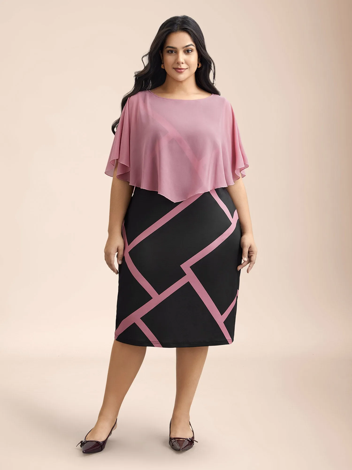 2-in-1 Color-Block Sheer Top Midi Dress sold by Bloomchic