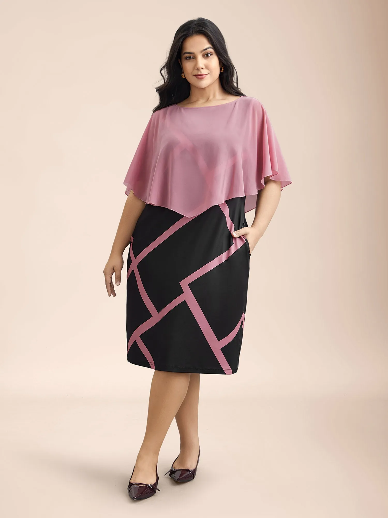 2-in-1 Color-Block Sheer Top Midi Dress sold by Bloomchic product image thumbnail 4