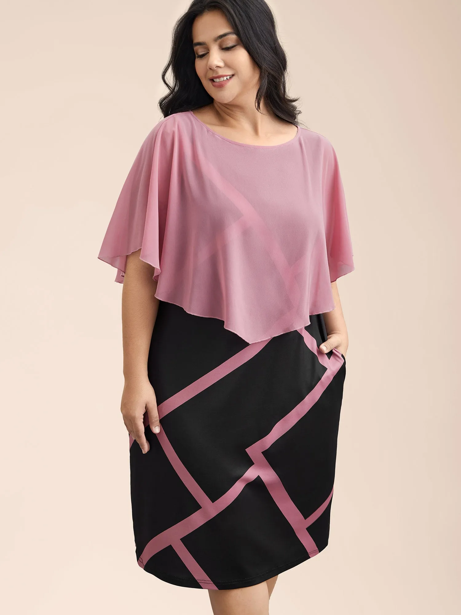 2-in-1 Color-Block Sheer Top Midi Dress sold by Bloomchic product image thumbnail 3
